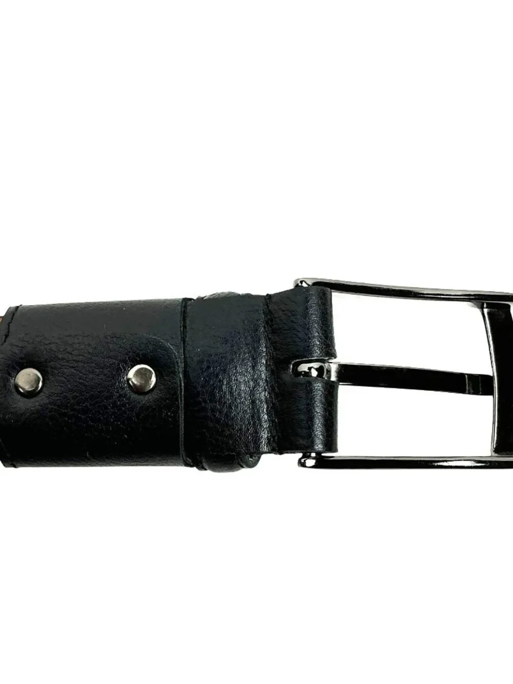Geoffrey Beene Genuine Leather Dress Belt Mens 40/100 Black With Silver Buckle N